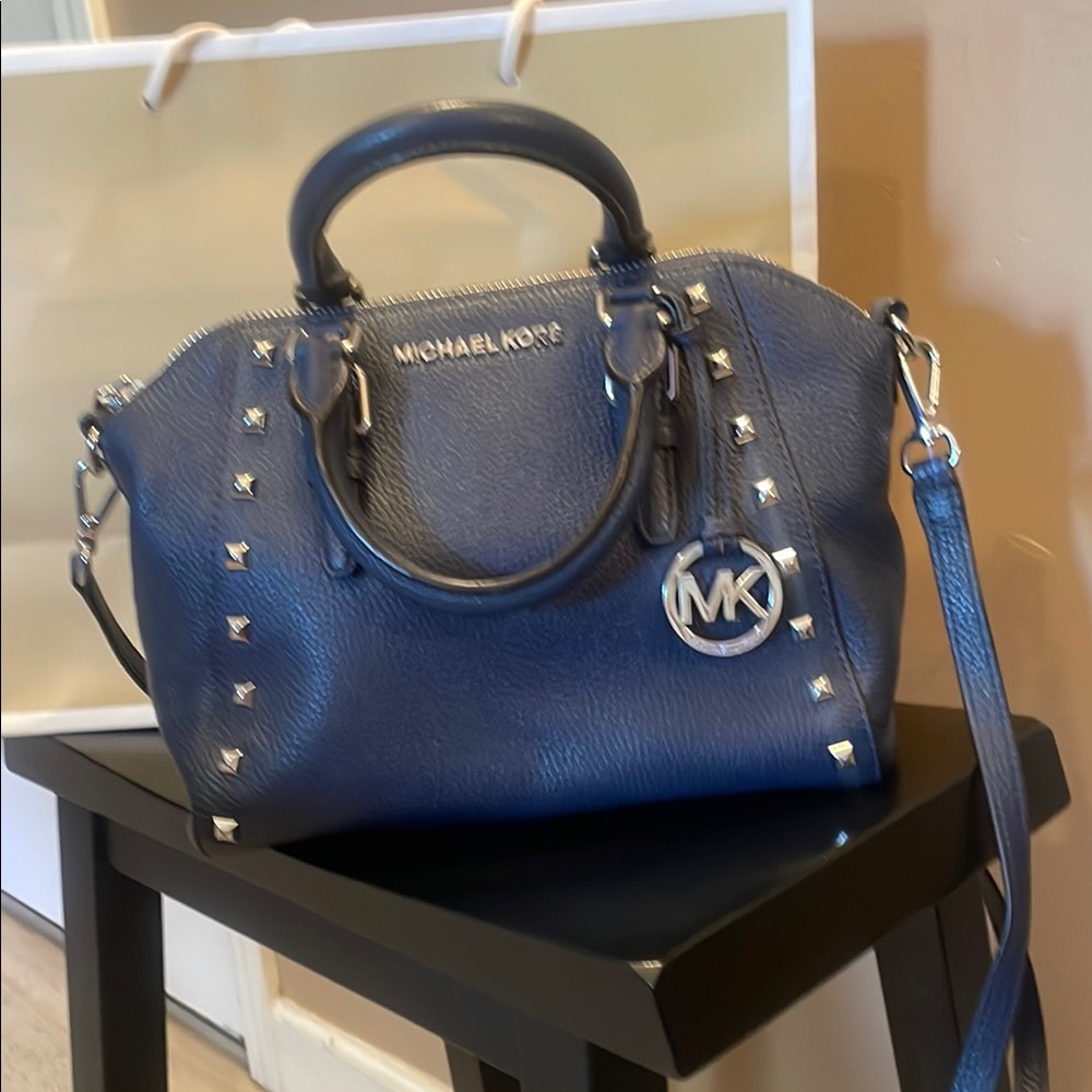 Michael Kors Blue Saffiano Leather Satchel